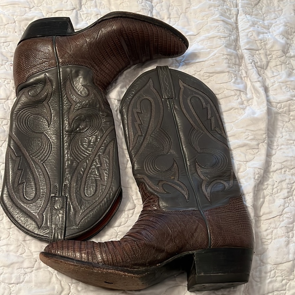 El Dorado Cowboy Boots/Exotic Caiman Leather/Handmade/Size 9B/RARE Vintage/EUC
